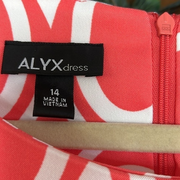 ALYX Soft Coral/White Design Stretch Twill Sleeveless Shift Dress, Sz 14, GUC. - Picture 3 of 8